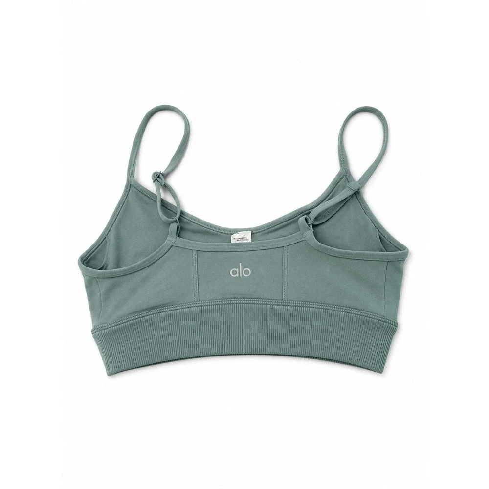 Alo Yoga Ribbed Bralette Sports Bra Adjustable Straps Sage Green Women's S